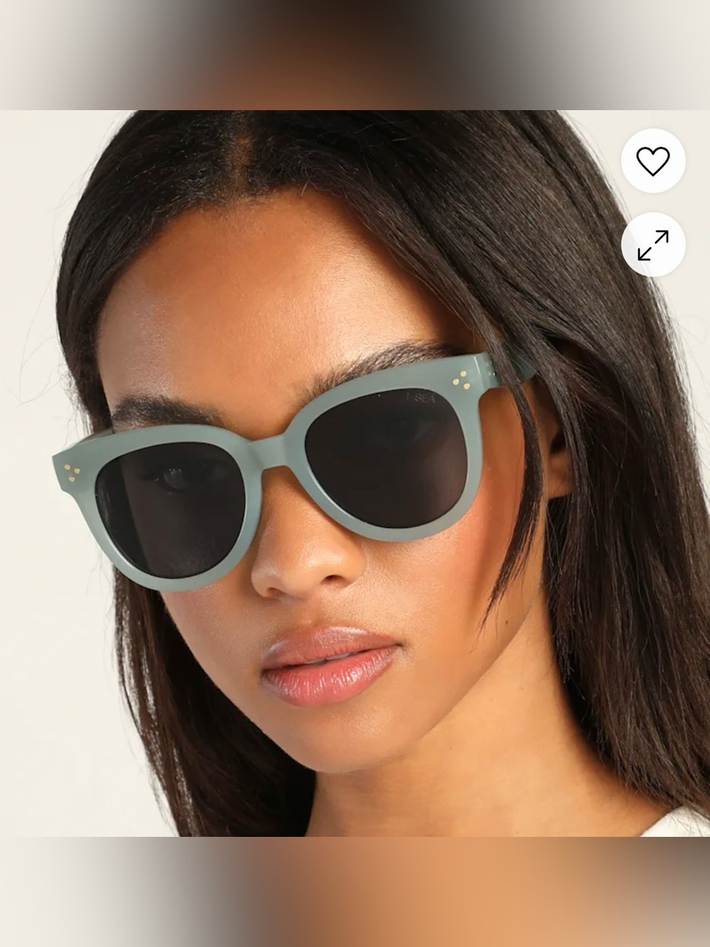 I-Sea Cleo Mint Blue Chunky Round Sunglasses With Glass Case